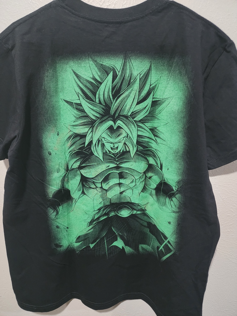 Dragon Ball Z Broly Inspired Men's Black UV Graphic T-Shirt Green Anime Warrior - Picture 3 of 8